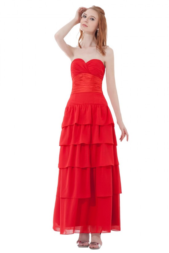 A-Line Sweetheart Long Red Chiffon Bridesmaid Dresses/Wedding Party Dresses BD010186