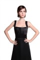 A-Line Straps Sleeveless Long Black Satin Bridesmaid Dresses/Wedding Party Dresses BD010187