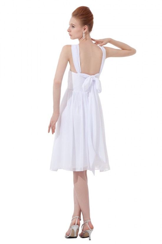 A-Line Straps Short White Chiffon Bridesmaid Dresses/Wedding Party Dresses BD010190