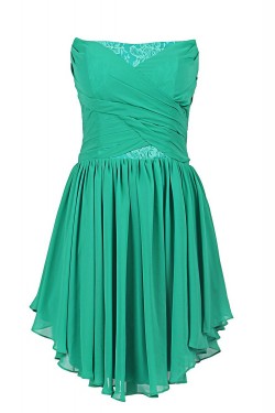 A-Line Strapless Short/Mini Chiffon and Lace Bridesmaid Dresses/Wedding Party Dresses BD010194