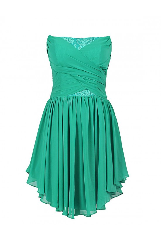 A-Line Strapless Short/Mini Chiffon and Lace Bridesmaid Dresses/Wedding Party Dresses BD010194 A-Line Strapless Short/Mini Chiffon and Lace Bridesmaid Dresses/Wedding Party Dresses BD010194