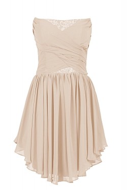 A-Line Strapless Short/Mini Chiffon and Lace Bridesmaid Dresses/Wedding Party Dresses BD010194