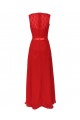 A-Line V-Neck Red Chiffon and Lace Back Long Bridesmaid Dresses/Wedding Party Dresses BD010195