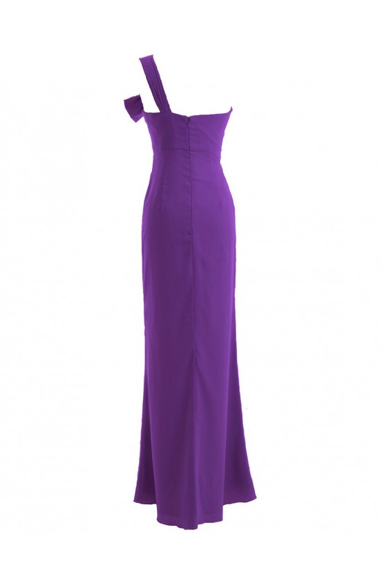 Sheath/Column One-Shoulder Long Chiffon Bridesmaid Dresses/Wedding Party Dresses BD010196