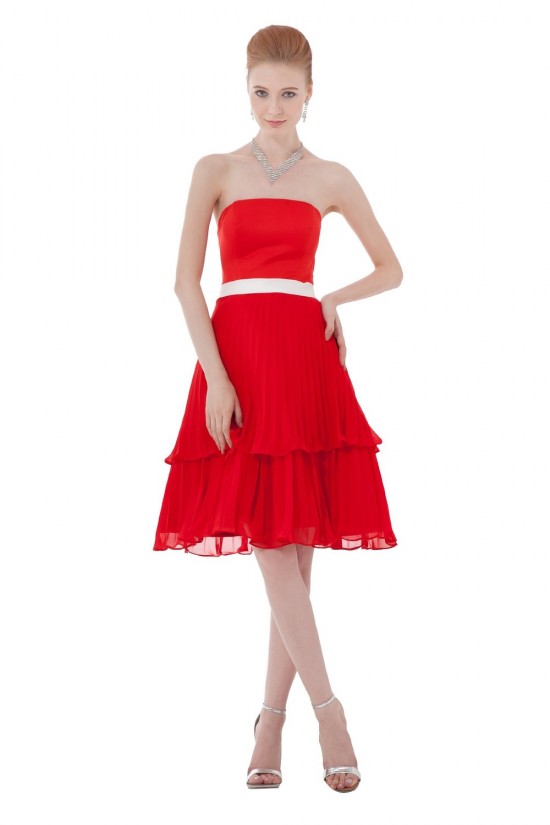 A-Line Strapless Short Red Pleated Bridesmaid Dresses/Wedding Party Dresses BD010197 A-Line Strapless Short Red Pleated Bridesmaid Dresses/Wedding Party Dresses BD010197