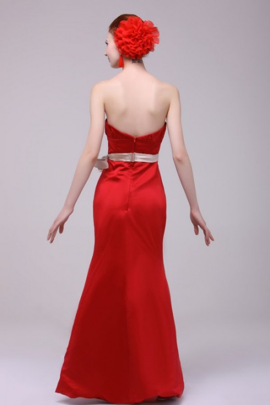 Trumpet/Mermaid Strapless Red Floor-Length Bridesmaid Dresses/Wedding Party Dresses BD010203