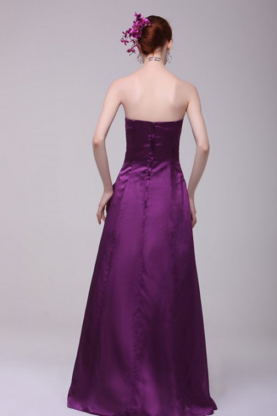 A-Line Strapless Purple Floor-Length Bridesmaid Dresses/Wedding Party Dresses BD010204