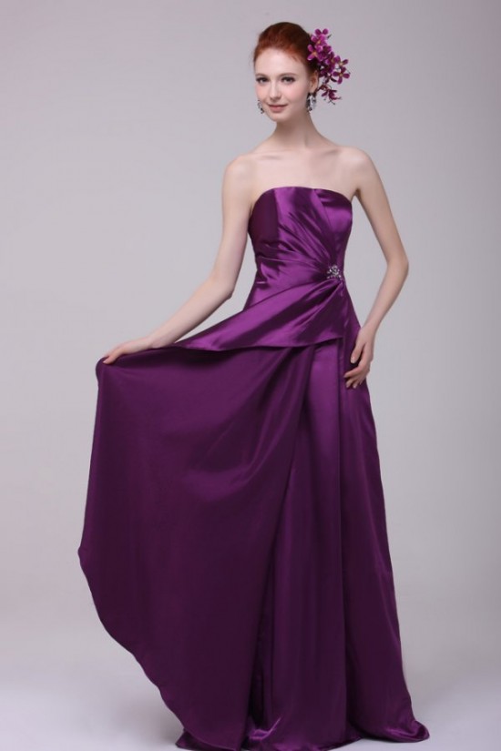 A-Line Strapless Purple Floor-Length Bridesmaid Dresses/Wedding Party Dresses BD010204