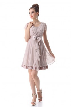 A-Line Short Sleeve Chiffon Bridesmaid Dresses/Wedding Party Dresses BD010207