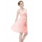A-Line V-Neck Lace Knee-Length Pink Bridesmaid Dresses/Wedding Party Dresses BD010217