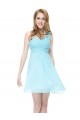 A-Line One-Shoulder Short Blue Chiffon Bridesmaid Dresses/Wedding Party Dresses BD010218