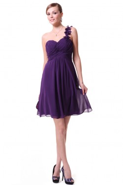 A-Line One-Shoulder Short Purple Chiffon Bridesmaid Dresses/Wedding Party Dresses BD010220