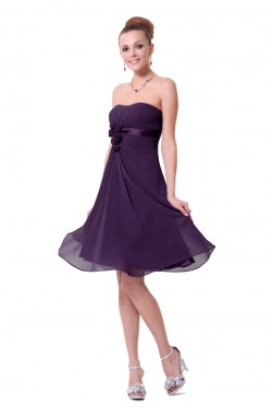 A-Line Strapless Grape Chiffon Short Bridesmaid Dresses/Wedding Party Dresses BD010224