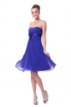 A-Line Strapless Royal Blue Chiffon Short Bridesmaid Dresses/Wedding Party Dresses BD010225
