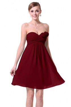 A-Line Empire Sweetheart Burgundy Chiffon Short Bridesmaid Dresses/Wedding Party Dresses/Maternity Dresses BD010228