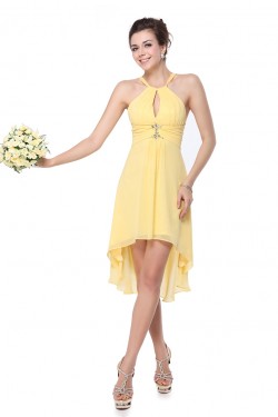High Low Beaded Yellow Chiffon Bridesmaid Dresses/Wedding Party Dresses BD010230