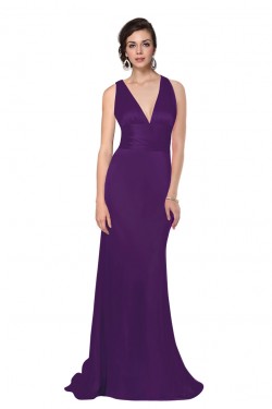 Trumpet/Mermaid V-Neck Purple Floor-Length Bridesmaid Dresses/Wedding Party Dresses BD010234