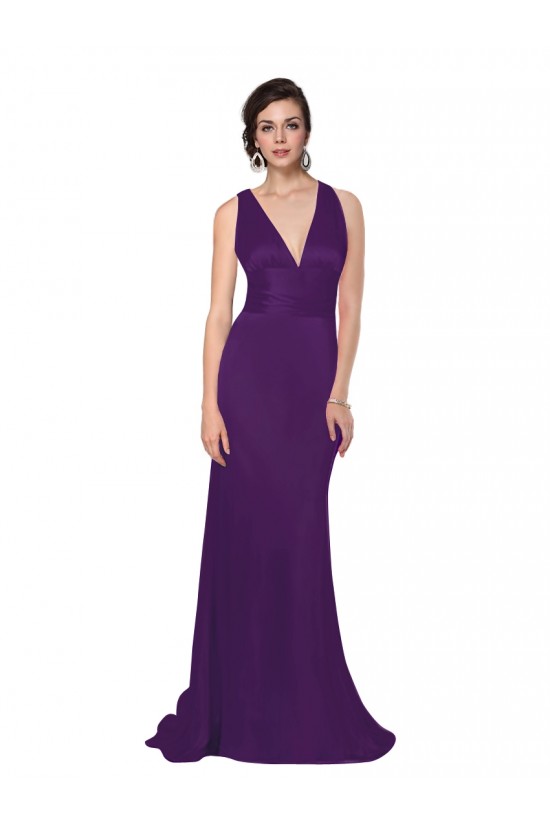 Trumpet/Mermaid V-Neck Purple Floor-Length Bridesmaid Dresses/Wedding Party Dresses BD010234