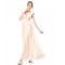 A-Line V-Neck Long Pink Chiffon Bridesmaid Dresses/Wedding Party Dresses BD010238