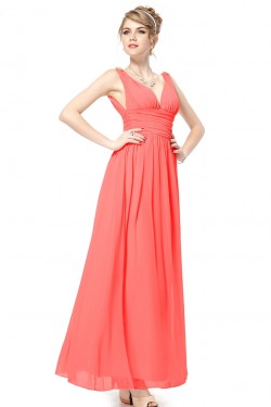 A-Line V-Neck Long Chiffon Bridesmaid Dresses/Wedding Party Dresses BD010239