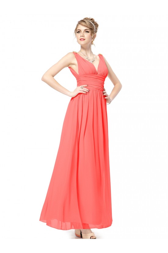 A-Line V-Neck Long Chiffon Bridesmaid Dresses/Wedding Party Dresses BD010239