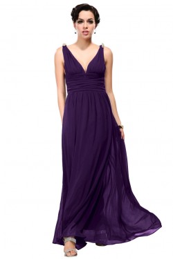 A-Line V-Neck Long Purple Chiffon Bridesmaid Dresses/Wedding Party Dresses BD010242