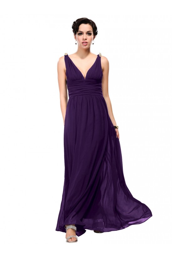 A-Line V-Neck Long Purple Chiffon Bridesmaid Dresses/Wedding Party Dresses BD010242