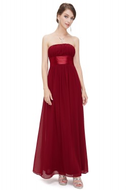A-Line Empire Strapless Floor-Length Chiffon Bridesmaid Dresses/Wedding Party Dresses/Maternity Dresses BD010247