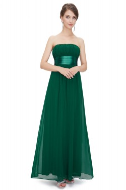 A-Line Empire Strapless Long Green Chiffon Bridesmaid Dresses/Wedding Party Dresses/Maternity Dresses BD010249