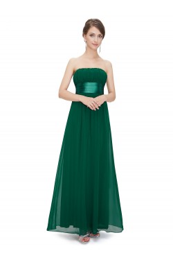 A-Line Empire Strapless Long Green Chiffon Bridesmaid Dresses/Wedding Party Dresses/Maternity Dresses BD010249