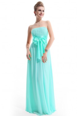 A-Line Empire Strapless Long Blue Chiffon Bridesmaid Dresses/Wedding Party Dresses/Maternity Dresses BD010250
