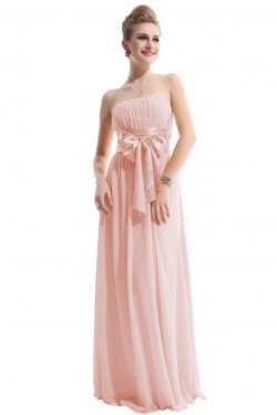 A-Line Empire Strapless Long Pink Chiffon Bridesmaid Dresses/Wedding Party Dresses/Maternity Dresses BD010251