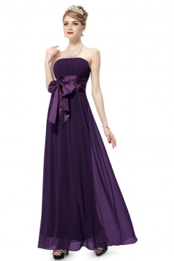 A-Line Empire Strapless Long Purple Chiffon Bridesmaid Dresses/Wedding Party Dresses/Maternity Dresses BD010252