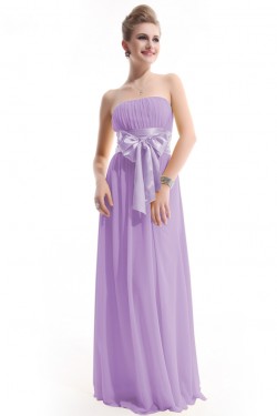 A-Line Empire Strapless Long Lilac Chiffon Bridesmaid Dresses/Wedding Party Dresses/Maternity Dresses BD010253