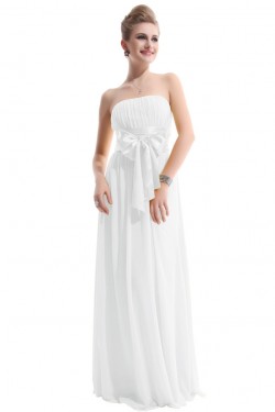 A-Line Empire Strapless Long White Chiffon Bridesmaid Dresses/Wedding Party Dresses/Maternity Dresses BD010255