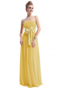 A-Line Empire Strapless Long Yellow Chiffon Bridesmaid Dresses/Wedding Party Dresses/Maternity Dresses BD010256