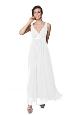 Empire Long White Beaded Chiffon Bridesmaid Dresses/Wedding Party Dresses/Maternity Evening Dresses BD010260