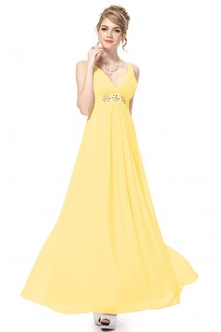 Empire Long Yellow Beaded Chiffon Bridesmaid Dresses/Maternity Evening Dresses BD010261