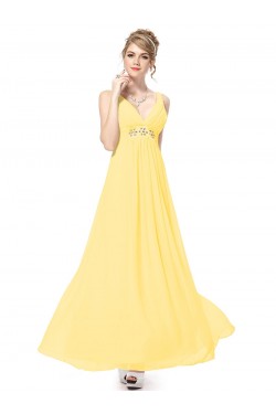 Empire Long Yellow Beaded Chiffon Bridesmaid Dresses/Maternity Evening Dresses BD010261