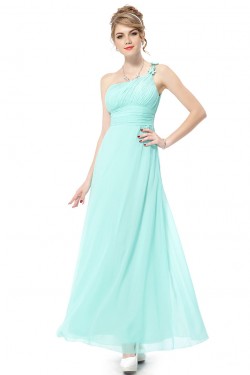 A-Line One-Shoulder Long Chiffon Bridesmaid Dresses/Evening Dresses BD010263