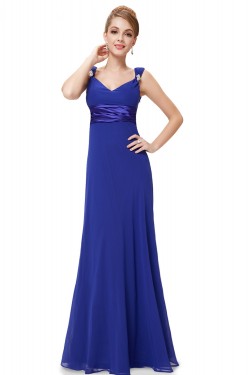 Sheath V-Neck Long Royal Blue Chiffon Bridesmaid Dresses/Evening Dresses BD010265