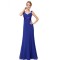 Sheath V-Neck Long Royal Blue Chiffon Bridesmaid Dresses/Evening Dresses BD010265