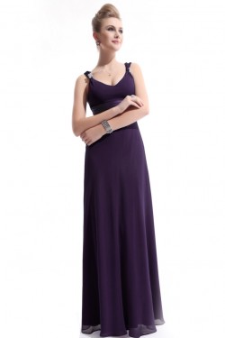 Sheath V-Neck Long Grape Chiffon Bridesmaid Dresses/Evening Dresses BD010266