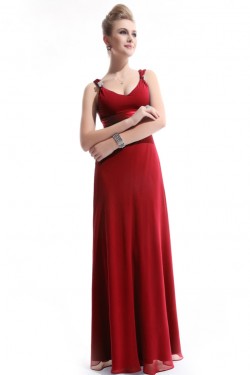 Sheath V-Neck Long Red Chiffon Bridesmaid Dresses/Evening Dresses BD010267