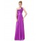 Empire One-Shoulder Purple Long Chiffon Bridesmaid Dresses/Evening Dresses BD010269