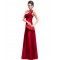 Empire One-Shoulder Red Long Chiffon Bridesmaid Dresses/Evening Dresses BD010270