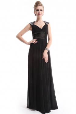A-Line Long Black Chiffon Bridesmaid Dresses/Evening Dresses BD010271