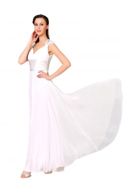 A-Line Long White Chiffon Bridesmaid Dresses/Evening Dresses BD010275