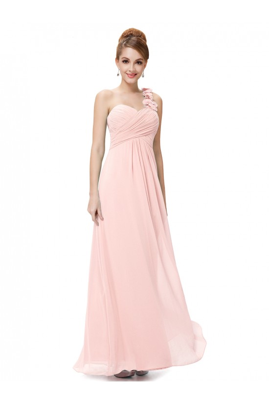 A-Line One-Shoulder Sweetheart Long Pink Chiffon Bridesmaid Dresses/Evening Dresses BD010286 A-Line One-Shoulder Sweetheart Long Pink Chiffon Bridesmaid Dresses/Evening Dresses BD010286