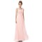 A-Line One-Shoulder Sweetheart Long Pink Chiffon Bridesmaid Dresses/Evening Dresses BD010286